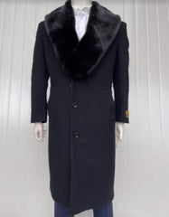 Mens Overcoat - Topcoat For Men - Winter Fabric - Mens Full Length Wool and Cashmere Overcoat - Winter Topcoats - Black Coat - Men's Tuxedo USA