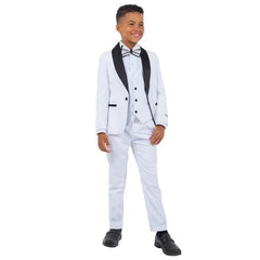 New Stacy Adams Boys Black Tuxedo Set, 5-Piece Black Shawl Collar - Men's Tuxedo USA