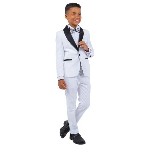 New Stacy Adams Boys Black Tuxedo Set, 5-Piece Black Shawl Collar - Men's Tuxedo USA