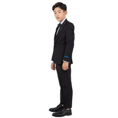 New Perry Ellis Boys Black Tuxedo Set, Solid 5-Piece Black Shawl Collar - Men's Tuxedo USA