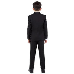 New Perry Ellis Boys Black Tuxedo Set, Solid 5-Piece Black Shawl Collar - Men's Tuxedo USA