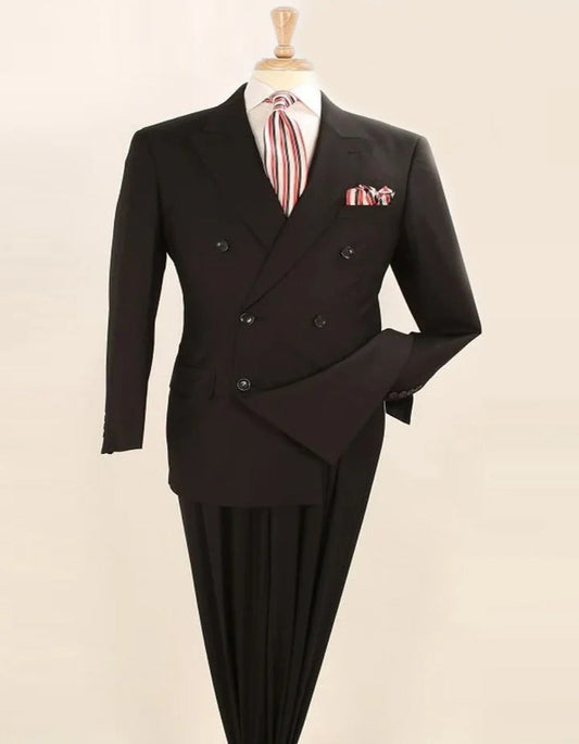 Pleated Suit - Mens Suits With Pleated Pant -  Regular Fit Suit - Wool Black Suit - Men's Tuxedo USA