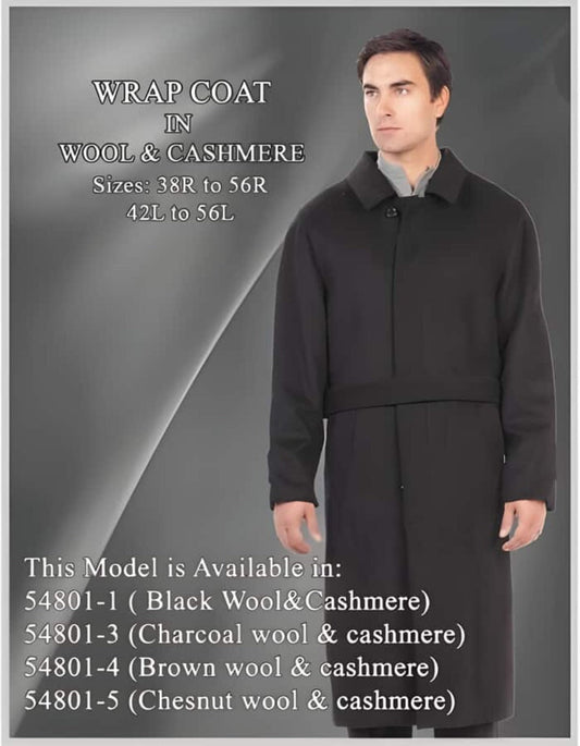 Mens Overcoat - Topcoat For Men - Winter Fabric - Wrap Coat in Wool fabric & Cashmere Dark color black men's Overcoat - Men's Tuxedo USA