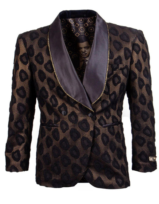 Mens Velvet Dinner Jacket - Velvet Tuxedo Jacket in Color Black and Gold