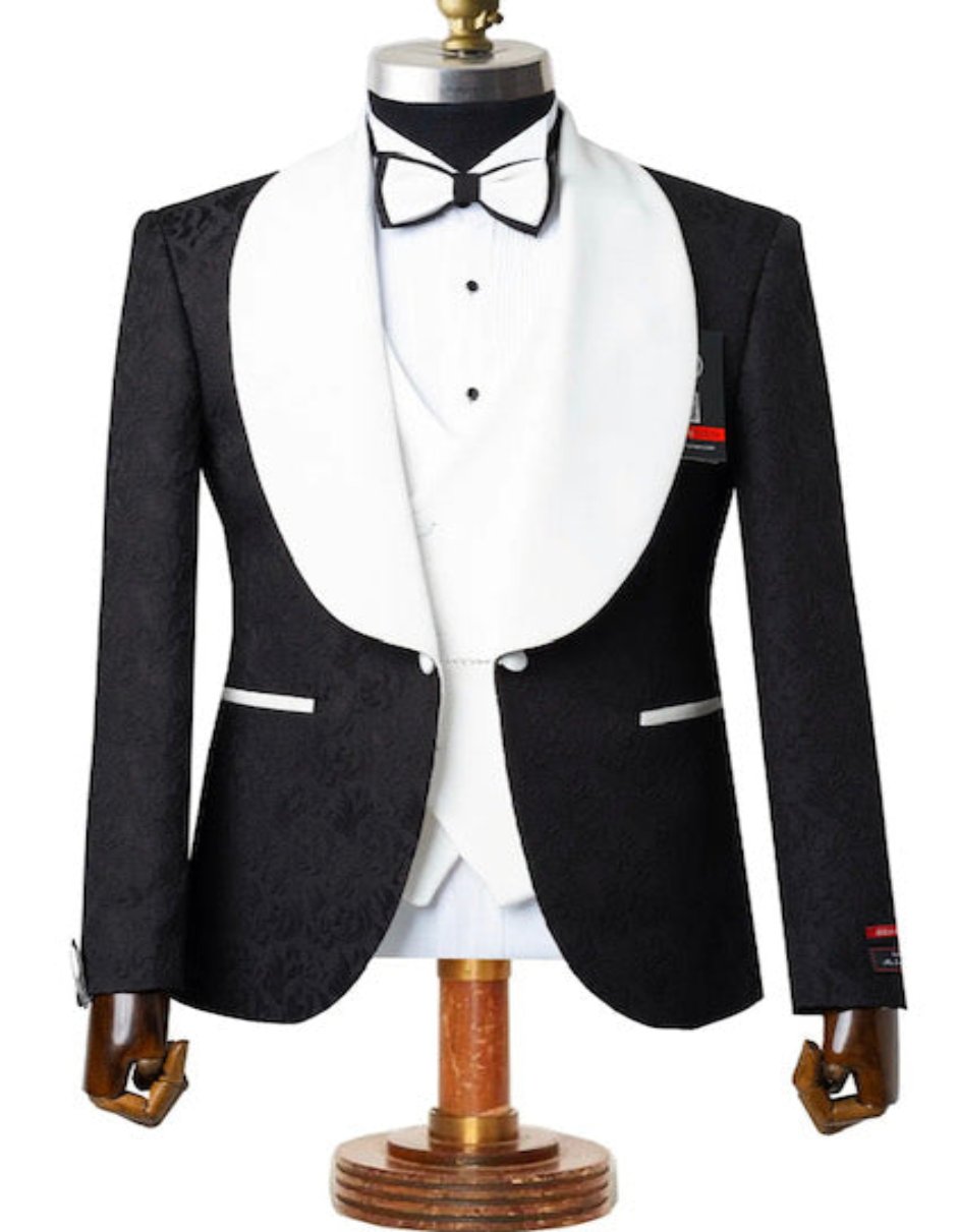 Black and White Tuxedo - Two Toned - Wedding or Prom Besom Pocket Suit - Men's Tuxedo USA