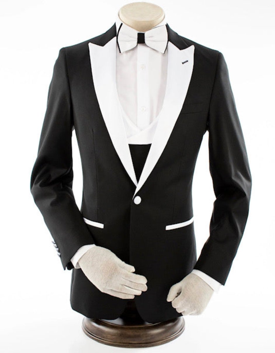 Black and White Tuxedo - Two Toned - Wedding or Prom Besom Pockets Suit - Men's Tuxedo USA