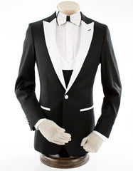 Black and White Tuxedo - Two Toned - Wedding or Prom Besom Pockets Suit - Men's Tuxedo USA