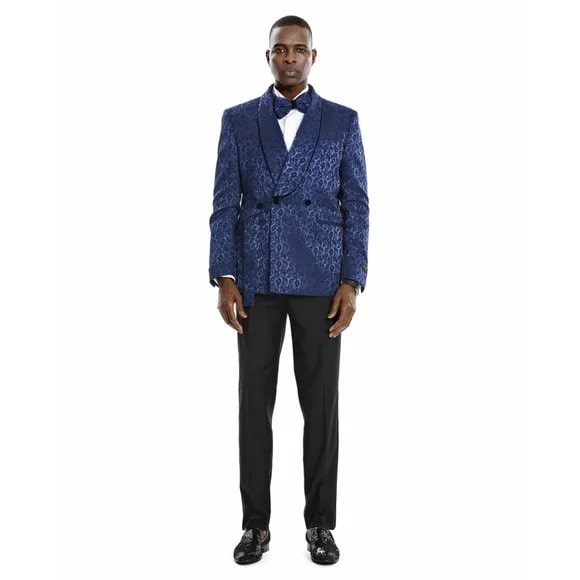 Knot Side Textured Paisley 2pc Tuxedo, Blue - Men's Tuxedo USA