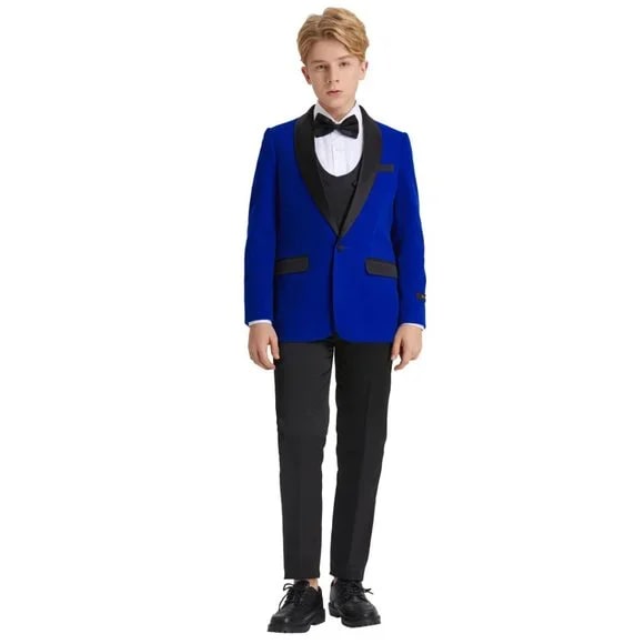 5pc Blue Boys Velvet Tuxedo Includes Bowtie by Tazio - Men's Tuxedo USA