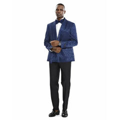 Knot Side Textured Paisley 2pc Tuxedo, Blue - Men's Tuxedo USA