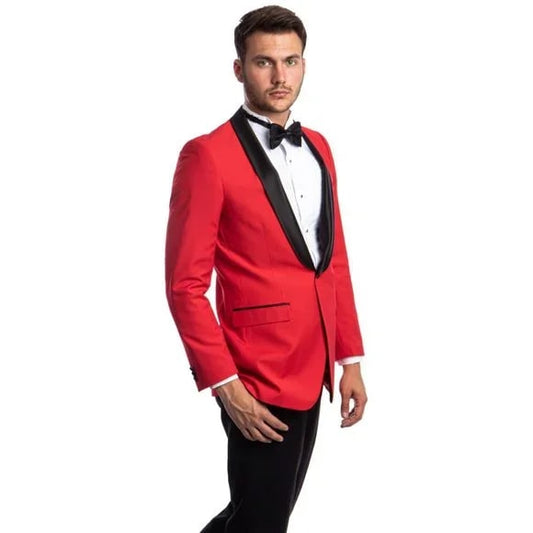 Luxurious Bright Red Tuxedo Blazer Jacket, Black Shawl Lapel by Tazio - Men's Tuxedo USA