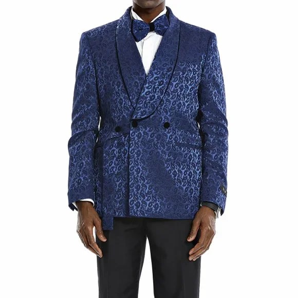 Knot Side Textured Paisley 2pc Tuxedo, Blue - Men's Tuxedo USA