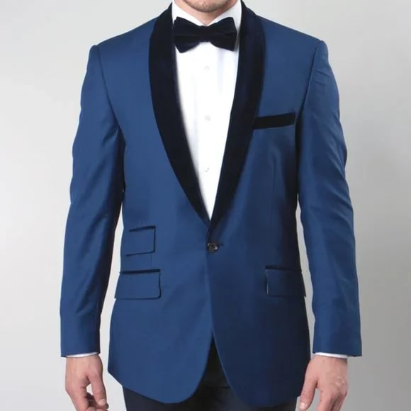 Exquisite Blue Tuxedo Blazer Jacket by Tazio - Men's Tuxedo USA