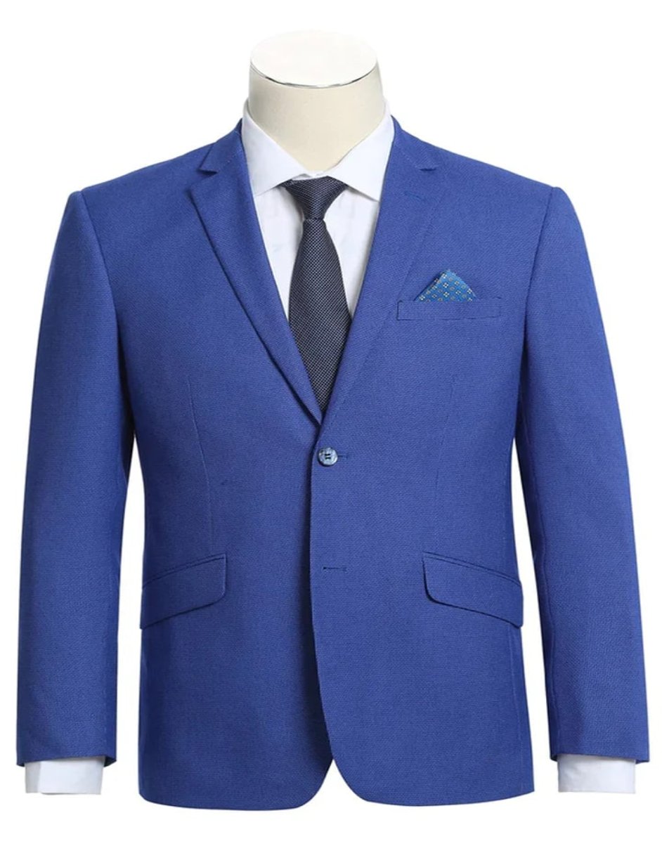 Mens Two Button Slim Fit Sport Coat Micro Check Blue Purple Blazer - Men's Tuxedo USA