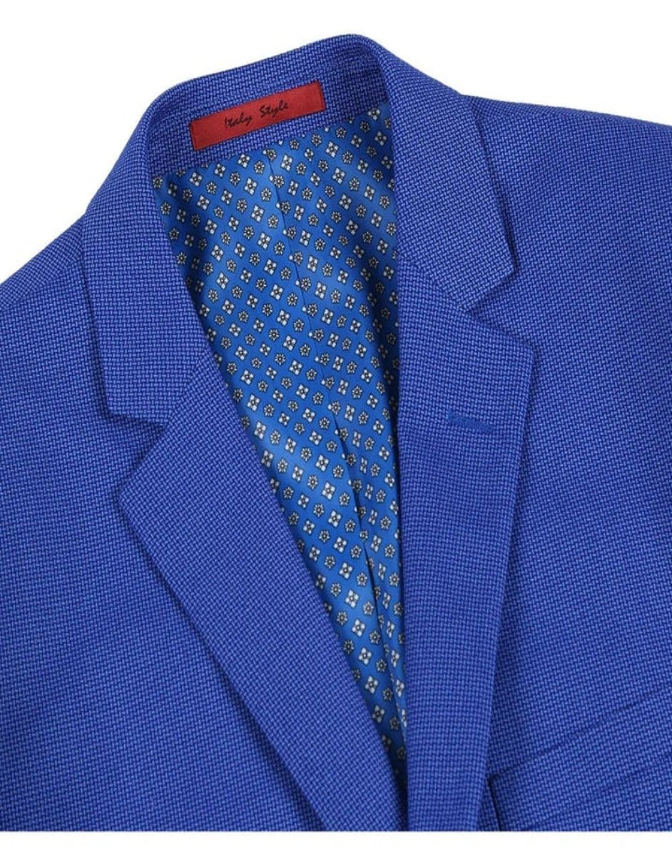 Mens Two Button Slim Fit Sport Coat Micro Check Blue Purple Blazer - Men's Tuxedo USA