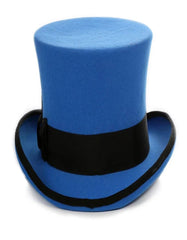 Victorian Steampunk Top Hat - 1800 19th Century - Dressy Loden Felt Top Blue and Black Hat