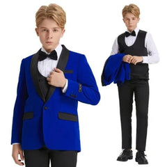 5pc Blue Boys Velvet Tuxedo Includes Bowtie by Tazio - Men's Tuxedo USA