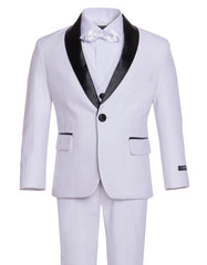 Boys Vested Shawl Collar Tuxedo in White - Men's Tuxedo USA