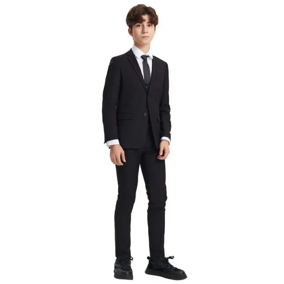 Exclusive Stacy Adams 5pc Boys Suit Slim-Fit, Black - Men's Tuxedo USA