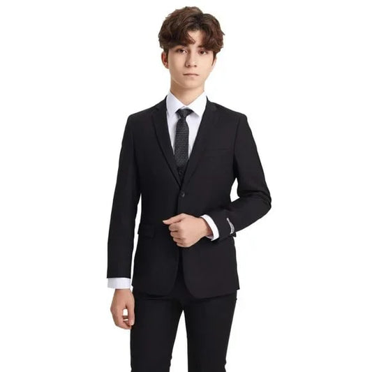 Exclusive Stacy Adams 5pc Boys Suit Slim-Fit, Black - Men's Tuxedo USA