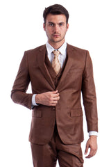 Brown Wedding Suit - Jacket + Pants - Brown Tuxedo - Brown Groomsmen Single Breasted Suit - Men's Tuxedo USA