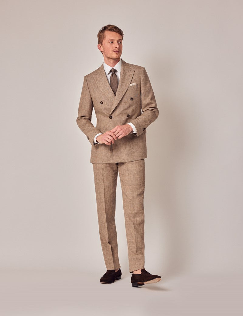 Mens Linen Suit For Beach Wedding - Summer  Suit in Brown - Men's Tuxedo USA