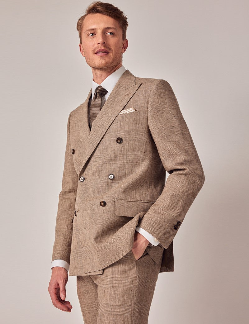 Mens Linen Suit For Beach Wedding - Summer  Suit in Brown - Men's Tuxedo USA