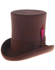 Victorian Steampunk Top Hat - 1800 19th Century - Dressy Loden Felt Top Brown Hat