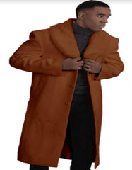 Mens Overcoat - Topcoat For Men - Winter Fabric - Mens Overcoat With Fur Collar - Brown Topcoat - Men's Tuxedo USA