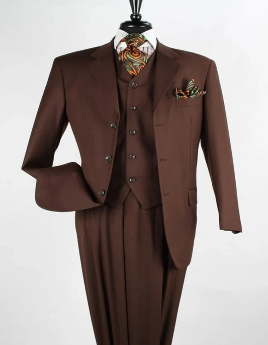 Pleated Suit - Mens Suits With Pleated Pant -  Regular Fit Suit - Coco Brown Suit - Men's Tuxedo USA