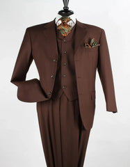 Pleated Suit - Mens Suits With Pleated Pant -  Regular Fit Suit - Coco Brown Suit - Men's Tuxedo USA