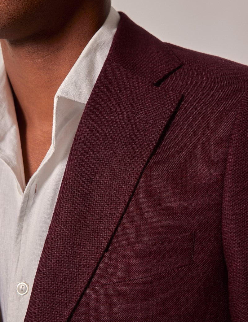 Mens Linen Suit For Beach Wedding - Summer Suit in Burgundy - Men's Tuxedo USA