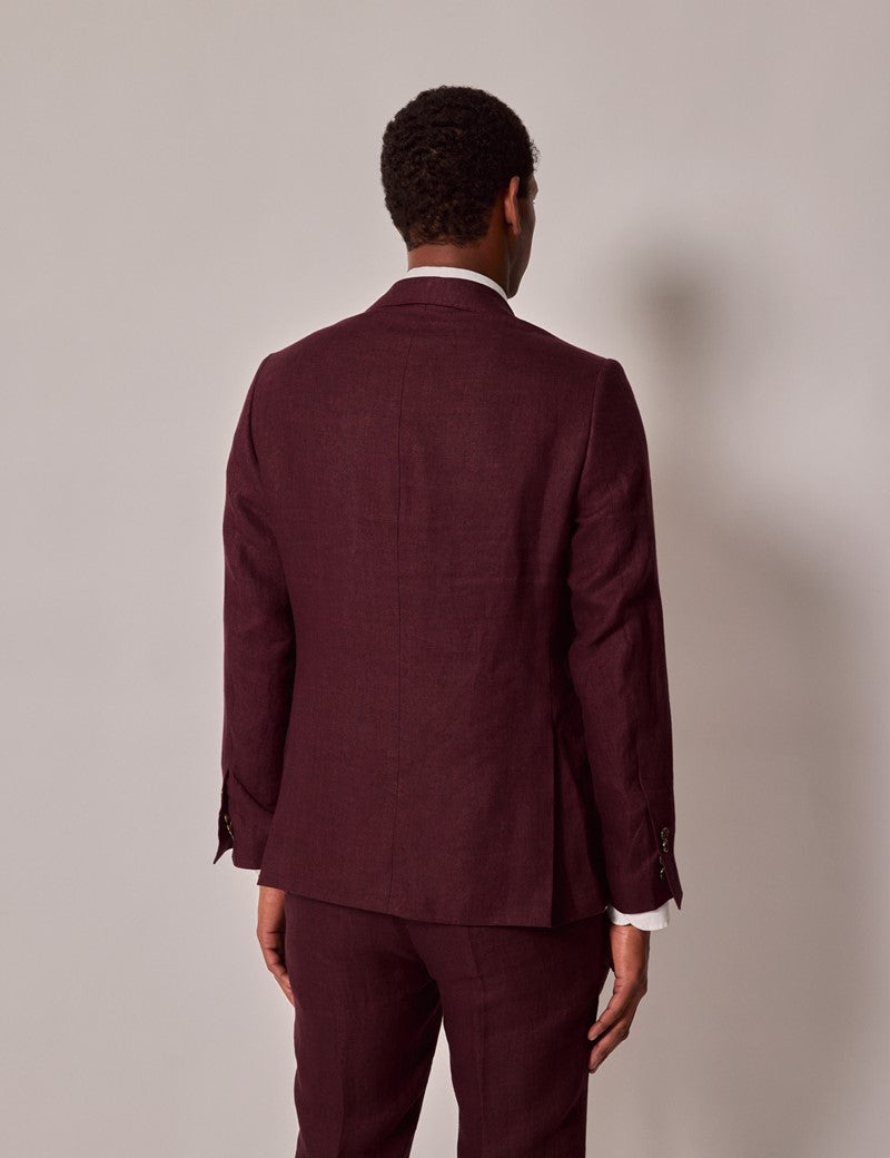 Mens Linen Suit For Beach Wedding - Summer Suit in Burgundy - Men's Tuxedo USA