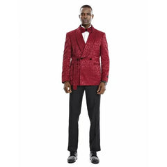 Knot Side Textured Paisley 2pc Tuxedo, Burgundy - Men's Tuxedo USA