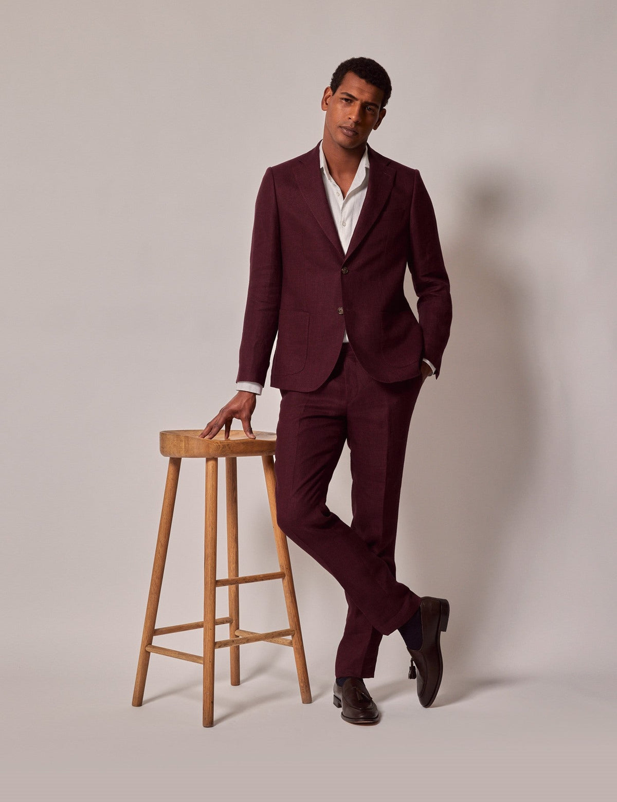 Mens Linen Suit For Beach Wedding - Summer Suit in Burgundy - Men's Tuxedo USA