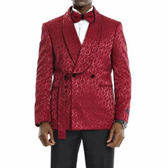 Knot Side Textured Paisley 2pc Tuxedo, Burgundy - Men's Tuxedo USA