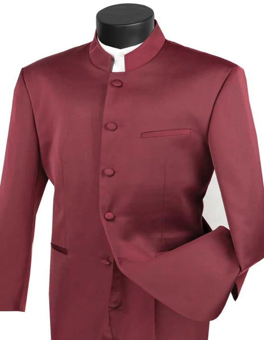 Mens Burgundy Prom Tuxedo - Maroon Wedding Dinner Mandarin Suit - Men's Tuxedo USA