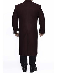 Mens Overcoat - Topcoat For Men - Winter Fabric - Long men's Dress Topcoat - Winter coat 4XL 5XL 6XL Burgundy ~ Wine ~ Maroon Big and Tall Large Man ~ Plus Size Three Button Overcoat - Men's Tuxedo USA