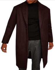 Mens Overcoat - Topcoat For Men - Winter Fabric - Men's Burgundy ~ Wine ~ Maroon Overcoats - Men's Tuxedo USA