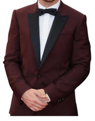 Burgundy Tuxedo - Maroon Burgundy Color - Men's Peak Lapel Burgundy Tuxedo