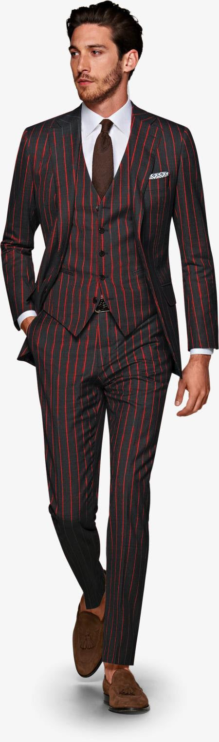 Mens  Black Chalk Pinstripe Gangster suit - 1920s suit - Mobster Suit - Men's Tuxedo USA