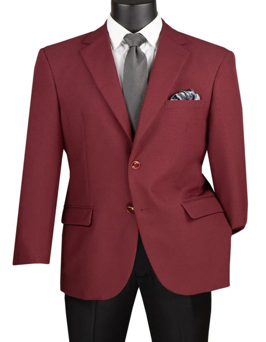 Mens Classic Fit Poplin Club Burgundy Sport Coat Blazer - Men's Tuxedo USA