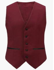 Burgundy Tuxedo - Maroon Burgundy Color - Shawl Collar Tuxedo Vested Suit - Burgundy Wedding Prom Suit