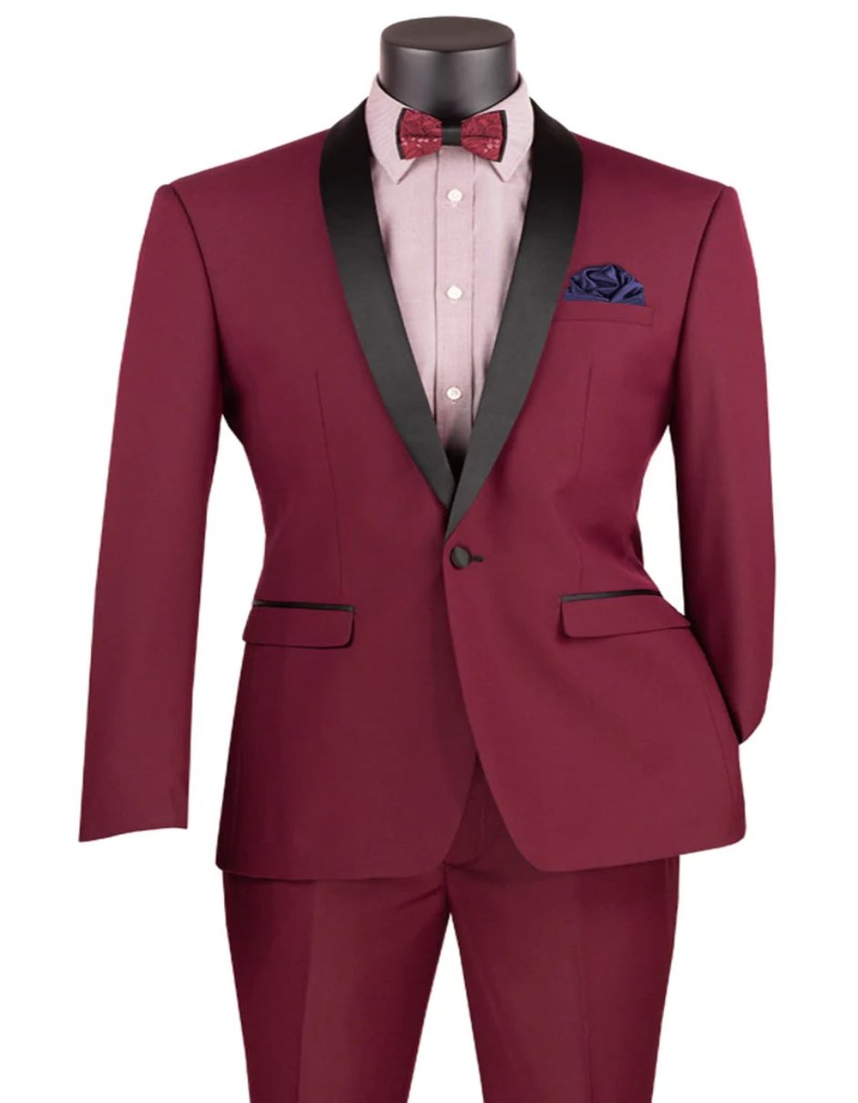 Mens Burgundy Prom Tuxedo - Maroon Wedding Dinner Front Pocket Suit - Men's Tuxedo USA