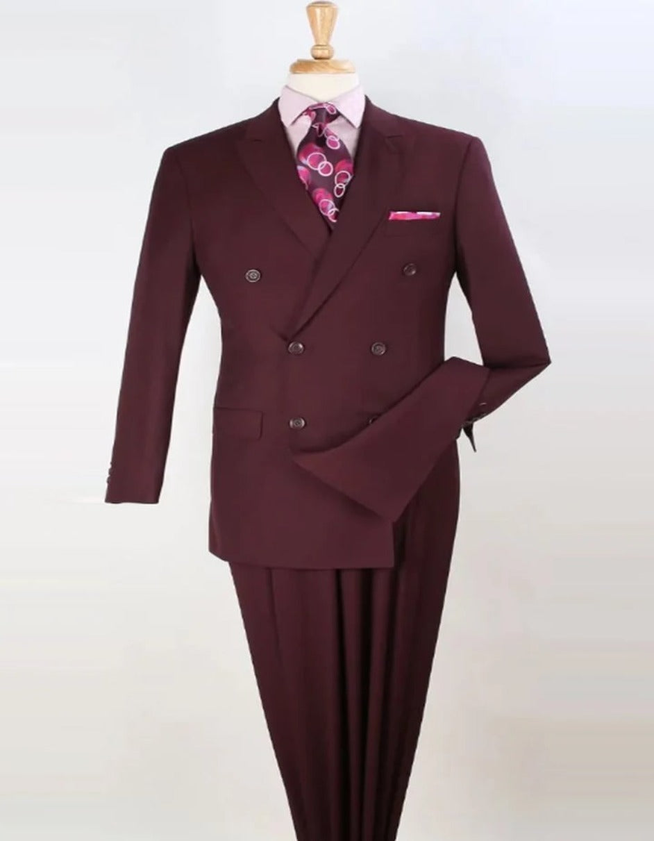 Pleated Suit - Mens Suits With Pleated Pant -  Regular Fit Suit - Burgundy Suit - Men's Tuxedo USA