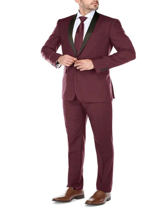 Mens Burgundy Prom Tuxedo - Maroon Wedding Dinner Traditional Suit - Men's Tuxedo USA