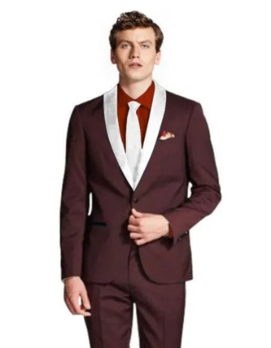 Burgundy Tuxedo - Maroon Burgundy Color - Men's Shawl Lapel Burgundy/Navy ~ Wine ~ Maroon Suit Tuxedo Burgundy Suit