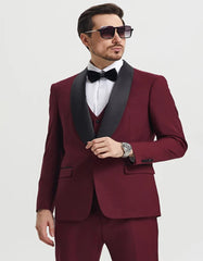 Mens Burgundy Prom Tuxedo - Maroon Wedding Dinner Designer Suit - Men's Tuxedo USA