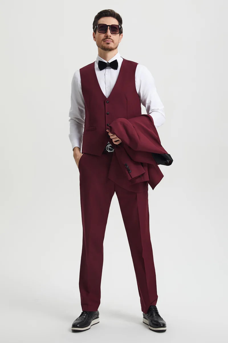 Mens Burgundy Prom Tuxedo - Maroon Wedding Dinner Designer Suit - Men's Tuxedo USA