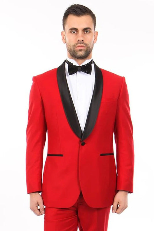 Men's Classic Slim Fit Shawl Lapel Tuxedo In Red - Men's Tuxedo USA